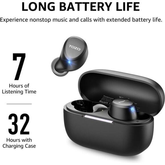 Wireless Bluetooth Earbuds Waterproof Mic Bass Headphones with Charging Case - Picture 5 of 7
